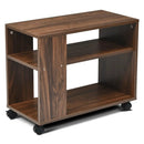 Multifunctional 3-Tier Side Table with Wheels and Large Storage Shelf by LJGDeals