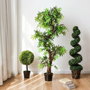 2 Pieces 4 Feet Artificial Décor Green Boxwood Spiral Tree Set by LJGDeals