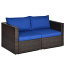2PCS Patio Rattan Sectional Conversation Sofa Set-Black by DirectDeals