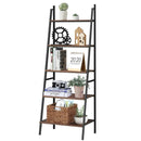 5 Tier Leaning Bookshelf Wood Metal Bookcase by LJGDeals