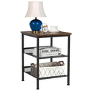 3-Tier Industrial End Table with Mesh Shelves and Adjustable Shelves by LJGDeals