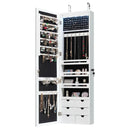 5 LEDs Lockable Mirror Jewelry Cabinet Armoire with 6 Drawers-White by LJGDeals