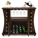 Rolling Buffet Sideboard Wooden Bar Storage Cabinet-Walnut by LJGDeals