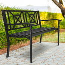 Patio Garden Bench with Powder Coated Steel Frame by LJGDeals