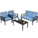 4 Pieces Patio Furniture Set Aluminum Frame Cushioned Sofa by LJGDeals