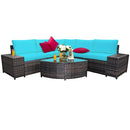 6 Piece Wicker Patio Sectional Sofa Set with Tempered Glass Coffee Table by LJGDeals