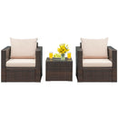 3 Pcs Patio Conversation Rattan Furniture Set with Cushion-Black by DirectDeals