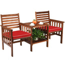 3 pcs Outdoor Patio Table Chairs Set Acacia Wood Loveseat by LJGDeals