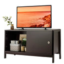 TV Stand Modern Entertainment Cabinet with Sliding Doors-Dark Brown by LJGDeals
