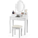 Makeup Vanity Dressing Table Set with Dimmable Bulbs Cushioned Stool by LJGDeals