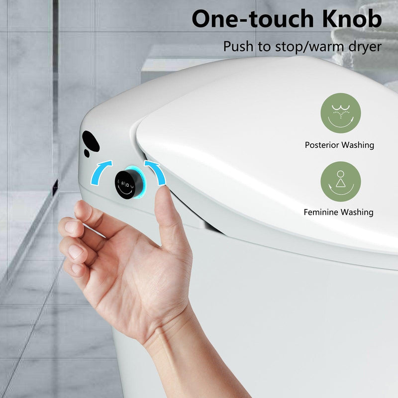 Smart Toilet with Wireless Remote, Multiple Spray Modes, Heated Seat with Warm Water Sprayer and Dryer, Foot Sensor