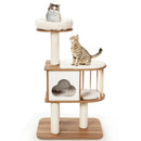 46 Inch Wooden Cat Activity Tree with Platform and Cushions by LJGDeals
