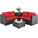 4 Pieces Outdoor Patio Rattan Furniture Set with by LJGDeals