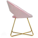 Modern Accent Velvet Dining Arm Chair with Golden Metal Legs and Soft Cushion by LJGDeals