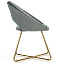 Modern Accent Velvet Dining Arm Chair with Golden Metal Legs and Soft Cushion by LJGDeals
