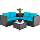 4 Pieces Outdoor Patio Rattan Furniture Set with by LJGDeals