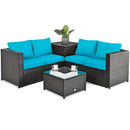 4 Pieces Outdoor Patio Rattan Furniture Set with