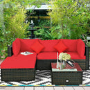 5 Pcs Outdoor Patio Rattan Furniture Set Sectional Conversation with Navy Cushions-Turquoise by LJGDeals