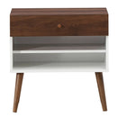 Mid-Century Nightstand with Drawer and Rubber Wood Legs by LJGDeals