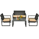 4 Pieces Patio Rattan Furniture Set with Seat Cushions and Coffee Table by DirectDeals