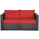 2 Pieces Patio Rattan Sectional Conversation Sofa Set-Beige by LJGDeals