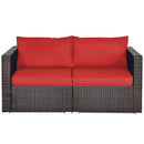 2PCS Patio Rattan Sectional Conversation Sofa Set-Black by DirectDeals