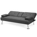 Convertible Folding Futon Sofa Bed Fabric with 2 Cup Holders by LJGDeals