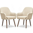 Set of 2 Fabric Upholstered Accent Chairs with Wooden Legs by LJGDeals