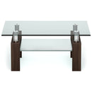 Rectangle Glass Coffee Table with Metal Legs for Living Room by DirectDeals