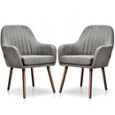 Set of 2 Fabric Upholstered Accent Chairs with Wooden Legs by DirectDeals