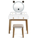 Vanity Set with 3-Color Lighted Touch Screen Dimming Mirror and 4 Drawers by LJGDeals