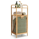 Tilt-out Bamboo Laundry Hamper with 2-Tier Shelf and Removable Liner-Natural by LJGDeals