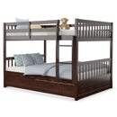 Full over Full Bunk Bed Platform Wood Bed with Ladder by LJGDeals
