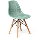 2 Pcs Modern Plastic Hollow Chair Set with Wood Leg by LJGDeals