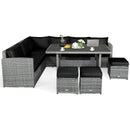 7 Pieces Patio Rattan Dining Furniture Sectional Sofa Set with Wicker Ottoman by LJGDeals