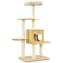 4 Levels Modern Wood Cat Tower with Washable Mats-Walnut by LJGDeals