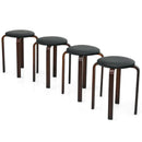 Set of 4 Bentwood Round Stool Stackable Dining Chairs with Padded Seat by LJGDeals