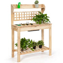 Garden Potting Bench Workstation Table with Sliding Tabletop Sink Shelves by DirectDeals
