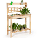 Garden Potting Bench Workstation Table with Sliding Tabletop Sink Shelves by LJGDeals