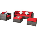 6 Pcs Patio Rattan Furniture Set with Sectional Cushion by LJGDeals
