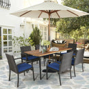 7Pcs Patio Rattan Cushioned Dining Set with Umbrella Hole by LJGDeals