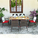 7Pcs Patio Rattan Cushioned Dining Set with Umbrella Hole by LJGDeals