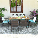 7Pcs Patio Rattan Cushioned Dining Set with Umbrella Hole by LJGDeals