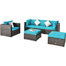 6 Pcs Patio Rattan Furniture Set with Sectional Cushion by LJGDeals