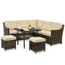 6 Pieces Patio Rattan Dining Sofa Funiture Set by LJGDeals