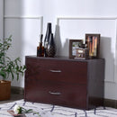 2-Drawer Dresser Horiztonal Organizer End Table Nightstand with Handle Wood-Brown by LJGDeals
