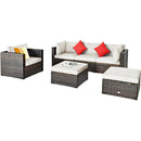 6 Pcs Patio Rattan Furniture Set with Sectional Cushion by LJGDeals