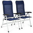 2Pcs Patio Dining Chair with Adjust Portable Headrest-Blue by LJGDeals