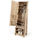 2-in-1 Wooden Cosmetics Storage Cabinet with Full-Length Mirror and Bottom Rack by LJGDeals