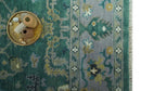 Hand Knotted 8x10 Green and Gray Traditional Turkish Antique Style Wool Area Rug by The Rug Decor